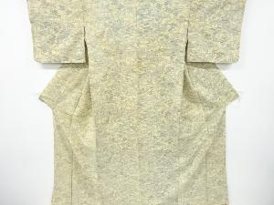 アンティーク　家屋に草花模様上代紬着物